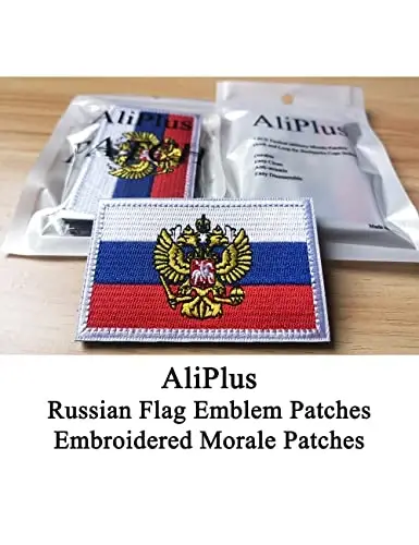 2 PCS AliPlus Russian Flag Emblem Patches Russia Patch Embroidered Morale Patch Applique Fastener Hook and Loop(Emblem) - 2