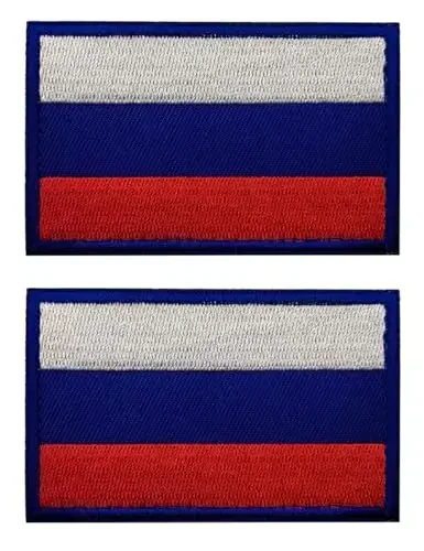2 PCS AliPlus Russia Flag Patches Embroidered Tactical Military Morale Patch Applique Fastener Hook and Loop - 1