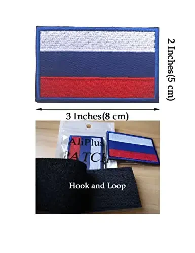 2 PCS AliPlus Russia Flag Patches Embroidered Tactical Military Morale Patch Applique Fastener Hook and Loop - 3