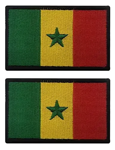 2 PCS AliPlus Senegal Flag Patches Embroidered Tactical Military Morale Patch Applique Fastener Hook and Loop - ALIPLUS