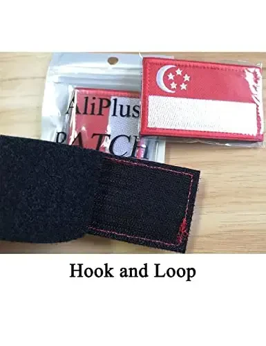 2 PCS AliPlus Singapore Flag Patches Embroidered Tactical Military Morale Patch Applique Fastener Hook and Loop - 5