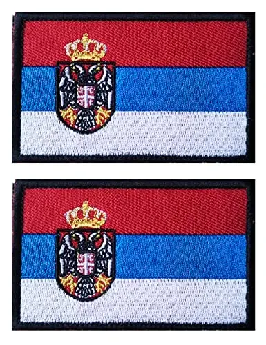 2 PCS AliPlus Serbia Flag Patches Embroidered Tactical Military Morale Patch Applique Fastener Hook and Loop - ALIPLUS