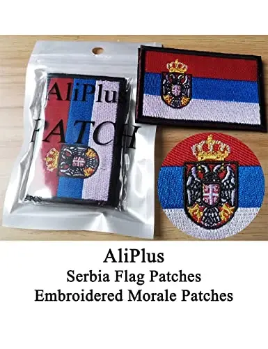 2 PCS AliPlus Serbia Flag Patches Embroidered Tactical Military Morale Patch Applique Fastener Hook and Loop - ALIPLUS (1)