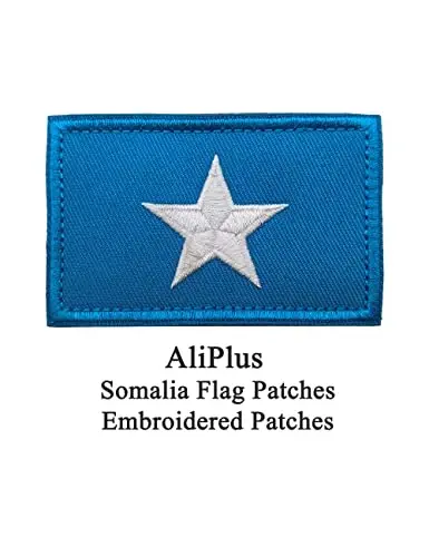 2 PCS AliPlus Somalia Flag Patches Embroidered Tactical Military Morale Patch Applique Fastener Hook and Loop - 2