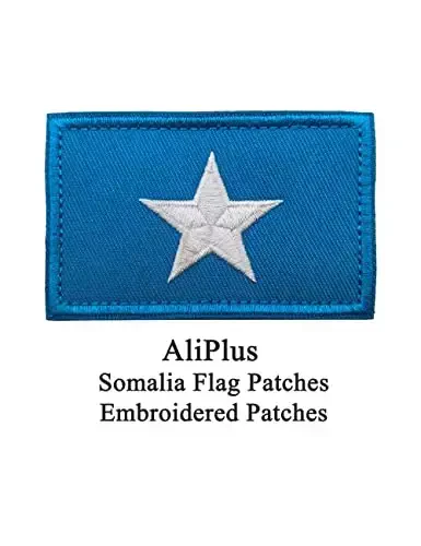 2 PCS AliPlus Somalia Flag Patches Embroidered Tactical Military Morale Patch Applique Fastener Hook and Loop - 2