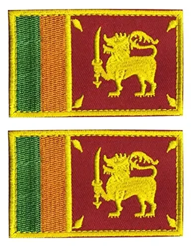 2 PCS AliPlus Sri Lanka Flag Patches Embroidered Tactical Military Morale Patch Applique Fastener Hook and Loop 