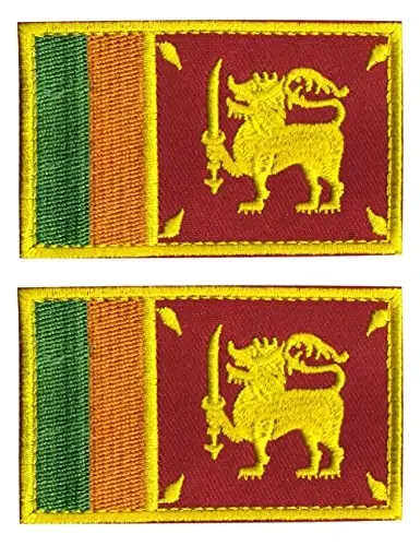 2 PCS AliPlus Sri Lanka Flag Patches Embroidered Tactical Military Morale Patch Applique Fastener Hook and Loop - ALIPLUS