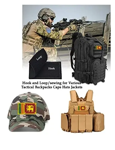 2 PCS AliPlus Sri Lanka Flag Patches Embroidered Tactical Military Morale Patch Applique Fastener Hook and Loop - 3