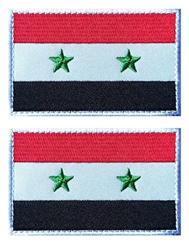 2 PCS AliPlus Syrian Flag Patches Embroidered Tactical Military Morale Patch Applique Fastener Hook and Loop 