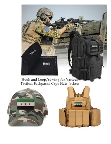 2 PCS AliPlus Syrian Flag Patches Embroidered Tactical Military Morale Patch Applique Fastener Hook and Loop(Syrian New Flag) - 3