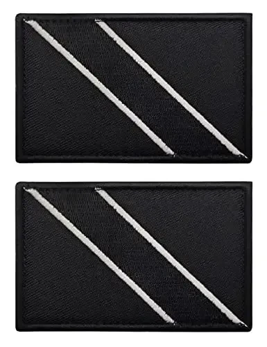 2 PCS AliPlus Trinidad and Tobago Flag Patches Embroidered Tactical Military Morale Patch Applique Fastener Hook and Loop(Black) 