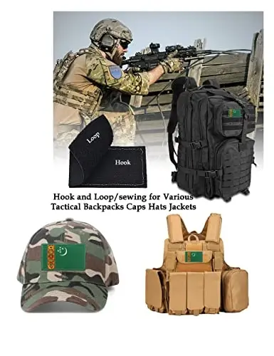 2 PCS AliPlus Turkmenistan Flag Patches Embroidered Tactical Military Morale Patch Applique Fastener Hook and Loop - 3