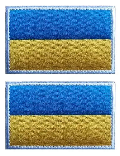 2 PCS AliPlus Ukraine Flag Patches Embroidered Tactical Military Morale Patch Applique Fastener Hook and Loop - 1