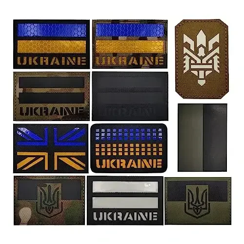 2 PCS AliPlus Ukraine Flag Patches Ukraine Shield Patches Embroidered Patch Morale Patch Applique Fastener Hook and Loop(Emblem Red Black) - 5