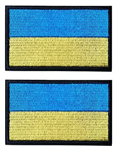 2 PCS AliPlus Ukraine Flag Patches Ukrainian Patches Embroidered Patch Morale Patch Applique Fastener Hook and Loop(Flag Black Border) - ALIPLUS