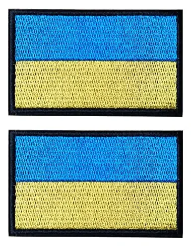 2 PCS AliPlus Ukraine Flag Patches Ukrainian Patches Embroidered Patch Morale Patch Applique Fastener Hook and Loop(Flag Black Border) 
