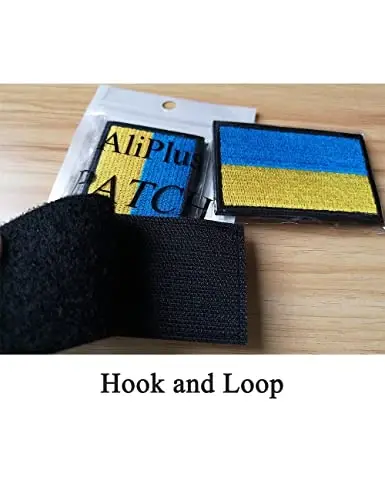 2 PCS AliPlus Ukraine Flag Patches Ukrainian Patches Embroidered Patch Morale Patch Applique Fastener Hook and Loop(Flag Black Border) - 5
