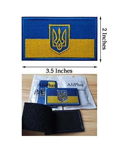 2 PCS AliPlus Ukraine Flag Patches Ukraine Shield Patches Embroidered Patch Morale Patch Applique Fastener Hook and Loop(Emblem) - 3