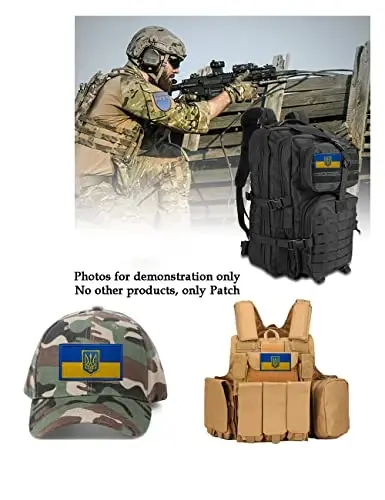 2 PCS AliPlus Ukraine Flag Patches Ukraine Shield Patches Embroidered Patch Morale Patch Applique Fastener Hook and Loop(Emblem) - 4