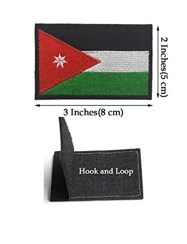 2 PCS AliPlus Jordan Flag Patches Embroidered Tactical Military Morale Patch Applique Fastener Hook and Loop - 3