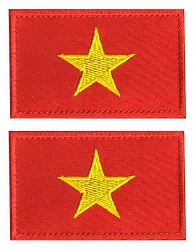 2 PCS AliPlus Vietnam Flag Patches Embroidered Tactical Military Morale Patch Applique Fastener Hook and Loop - 1