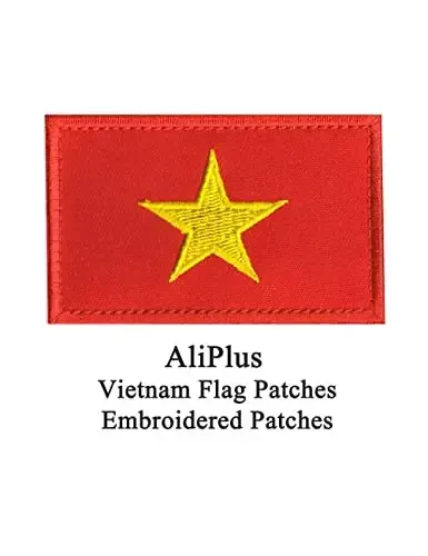 2 PCS AliPlus Vietnam Flag Patches Embroidered Tactical Military Morale Patch Applique Fastener Hook and Loop - 2