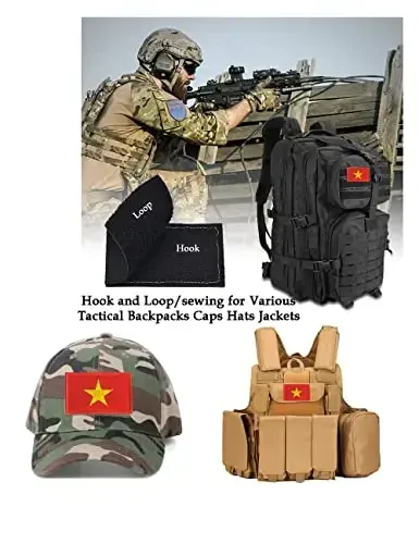2 PCS AliPlus Vietnam Flag Patches Embroidered Tactical Military Morale Patch Applique Fastener Hook and Loop - 4