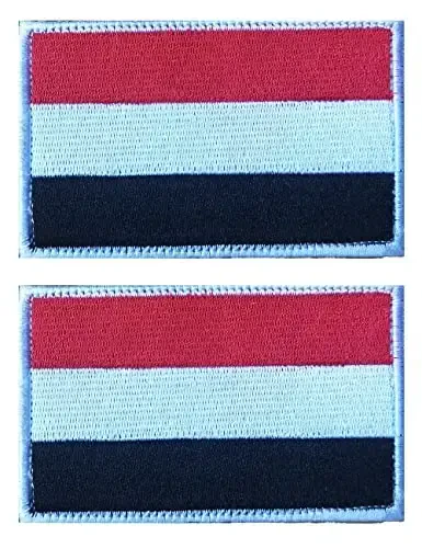 2 PCS AliPlus Yemen Flag Patches Embroidered Tactical Military Morale Patch Applique Fastener Hook and Loop 