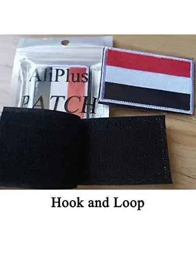 2 PCS AliPlus Yemen Flag Patches Embroidered Tactical Military Morale Patch Applique Fastener Hook and Loop - 5
