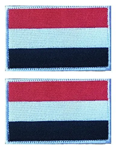 2 PCS AliPlus Yemen Flag Patches Embroidered Tactical Military Morale Patch Applique Fastener Hook and Loop - ALIPLUS