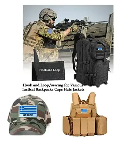 2 PCS AliPlus Greece Flag Patches Embroidered Tactical Military Morale Patch Applique Fastener Hook and Loop(Greece) - 4
