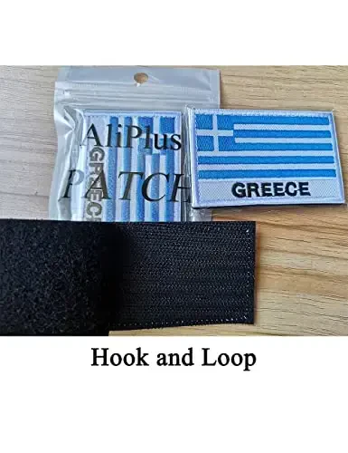 2 PCS AliPlus Greece Flag Patches Embroidered Tactical Military Morale Patch Applique Fastener Hook and Loop(Greece) - 5