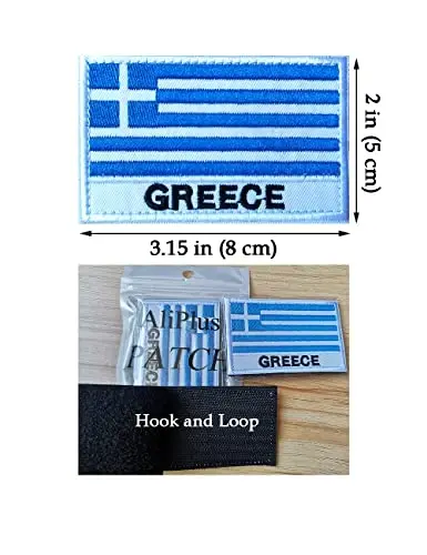 2 PCS AliPlus Greece Flag Patches Embroidered Tactical Military Morale Patch Applique Fastener Hook and Loop(Greece) - 3