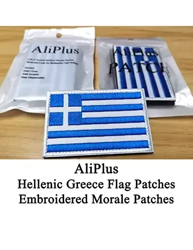 2 PCS AliPlus Greece Flag Patches Embroidered Tactical Military Morale Patch Applique Fastener Hook and Loop - 2