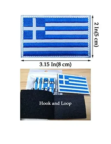 2 PCS AliPlus Greece Flag Patches Embroidered Tactical Military Morale Patch Applique Fastener Hook and Loop - 3