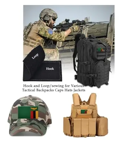 2 PCS AliPlus Zambia Flag Patch Embroidered Tactical Military Morale Patch Applique Fastener Hook and Loop - 3