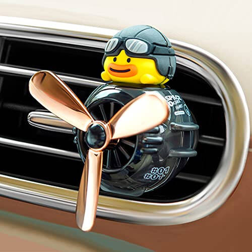 2 Pieces Car Air Fresheners, Cute Bear Pilot Car Diffuser, Propeller Air Outlet Vent Fresheners, Automotive Interiors Vent Decoration (Black+Brown) - 3