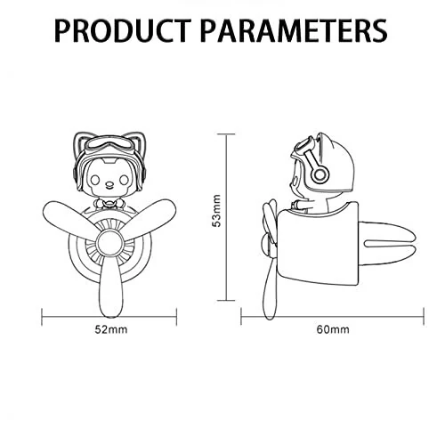 2 Pieces Car Air Fresheners, Cute Bear Pilot Car Diffuser, Propeller Air Outlet Vent Fresheners, Suitable for Automotive Interior Decoration (Duck+Fox) - DUHKHAS (1)