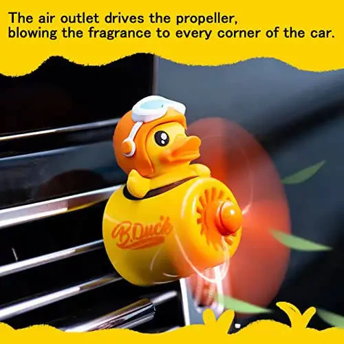2 Pieces Car Air Fresheners, Cute Bear Pilot Car Diffuser, Propeller Air Outlet Vent Fresheners, Suitable for Automotive Interior Decoration (Duck+Fox) - 3