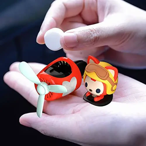 2 Pieces Car Air Fresheners, Cute Bear Pilot Car Diffuser, Propeller Air Outlet Vent Fresheners, Suitable for Automotive Interior Decoration (Duck+Fox) - 5