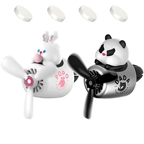 2 Pieces Car Air Fresheners, Cute Bear Pilot Car Diffuser, Propeller Air Outlet Vent Fresheners, Suitable for Automotive Interior Decoration (Chubby) - 1