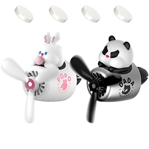 2 Pieces Car Air Fresheners, Cute Bear Pilot Car Diffuser, Propeller Air Outlet Vent Fresheners, Suitable for Automotive Interior Decoration (Chubby) 