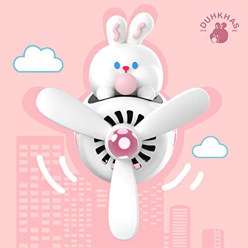 2 Pieces Car Air Fresheners, Cute Bear Pilot Car Diffuser, Propeller Air Outlet Vent Fresheners, Suitable for Automotive Interior Decoration (Chubby) - DUHKHAS (1)