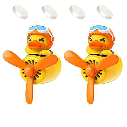 2 Pieces Car Air Fresheners, Cute Bear Pilot Car Diffuser, Propeller Air Outlet Vent Fresheners, Suitable for Automotive Interior Decoration (duck+duck) 