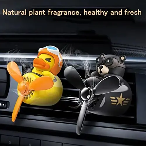 2 Pieces Car Air Fresheners, Cute Bear Pilot Car Diffuser, Propeller Air Outlet Vent Fresheners, Suitable for Automotive Interior Decoration (Bear+Duck) - 4