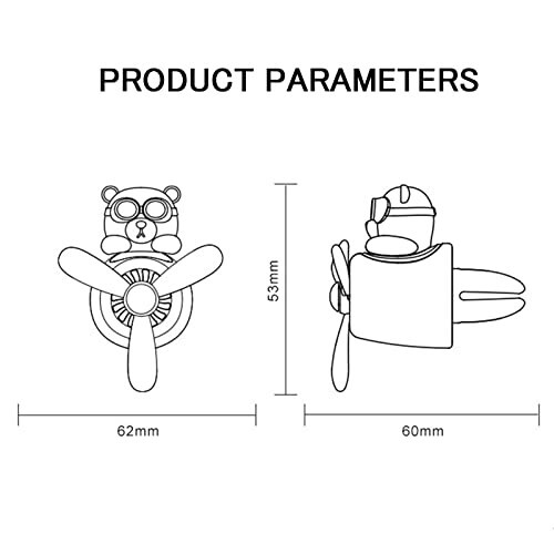 2 Pieces Car Air Fresheners, Cute Bear Pilot Car Diffuser, Propeller Air Outlet Vent Fresheners, Suitable for Automotive Interior Decoration (bear+bear) - 2
