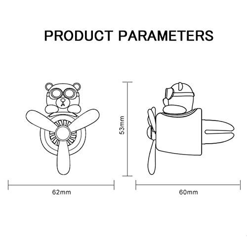 2 Pieces Car Air Fresheners, Cute Bear Pilot Car Diffuser, Propeller Air Outlet Vent Fresheners, Suitable for Automotive Interior Decoration (bear+bear) - 2