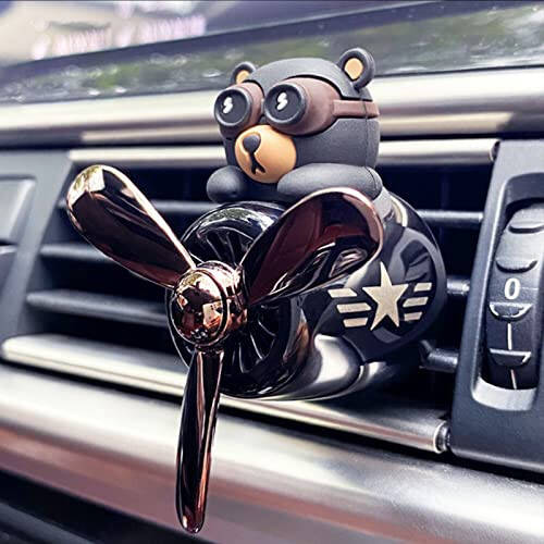 2 Pieces Car Air Fresheners, Cute Bear Pilot Car Diffuser, Propeller Air Outlet Vent Fresheners, Suitable for Automotive Interior Decoration (bear+bear) - 3