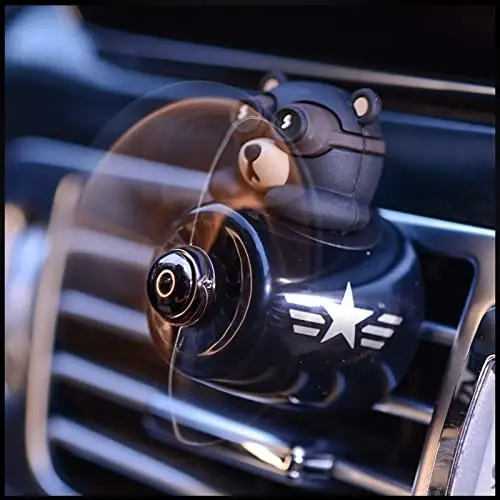 2 Pieces Car Air Fresheners, Cute Bear Pilot Car Diffuser, Propeller Air Outlet Vent Fresheners, Suitable for Automotive Interior Decoration (Bear (A+B)) - 3