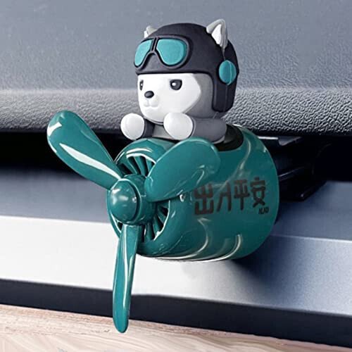2 Pieces Car Air Fresheners, Cute Bear Pilot Car Diffuser, Propeller Air Outlet Vent Fresheners, Suitable for Automotive Interior Decoration (dog（A+B）) - 4